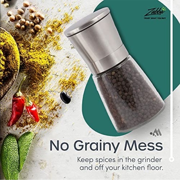 Modetro Salt & Pepper Mill Shakers Set Adjustable Grinder Stainless Glass - Picture 5 of 11